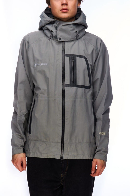 KINGCAMP Hooded Jacket Gray Men's Outdoor Raincoat Windbreaker Size L