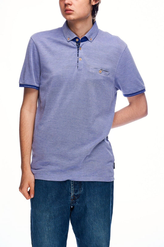 TED BAKER Polo Shirt Blue Pique Cotton Men's Short Sleeve Size 4 / M