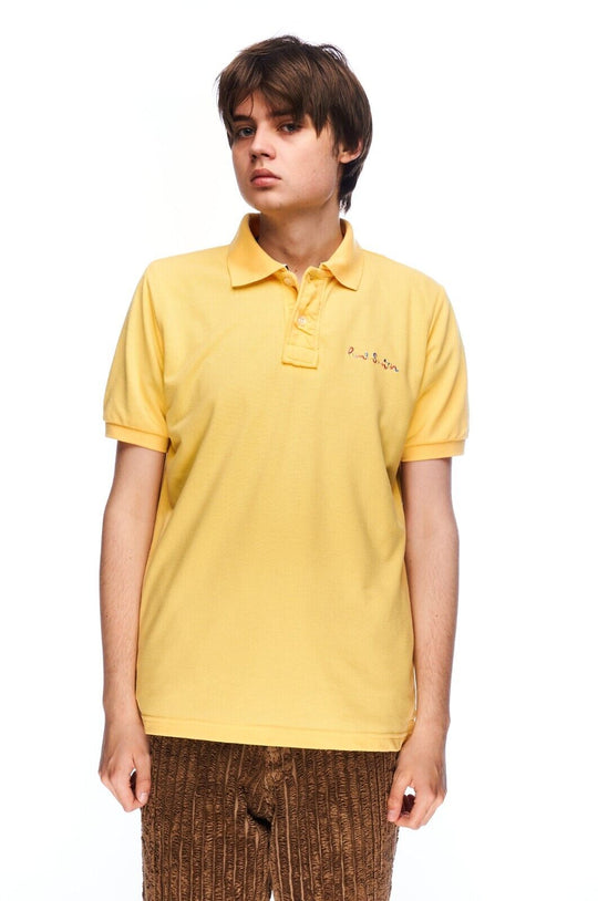 PAUL SMITH Polo Shirt Yellow Pique Cotton Men's Short Sleeve Size M