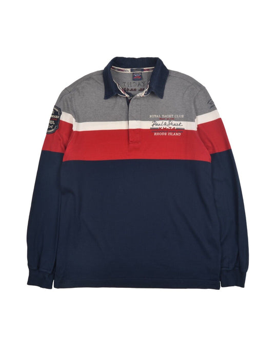 PAUL & SHARK Polo Shirt Blue Cotton Men's Long Sleeve Size L
