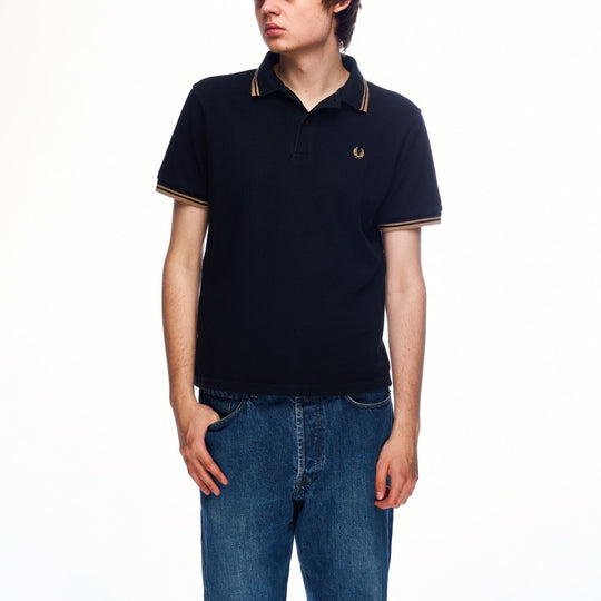 FRED PERRY Polo Shirt Black Pique Cotton Men's Short Sleeve Size S
