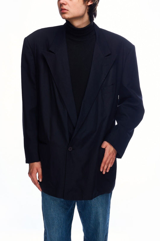 CORNELIANI Blazer Navy Silk Men's Jacket Size 56
