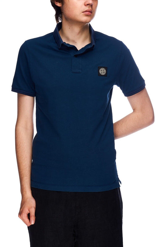 STONE ISLAND Polo Shirt Blue Mens Patch Program T-Shirt Size M