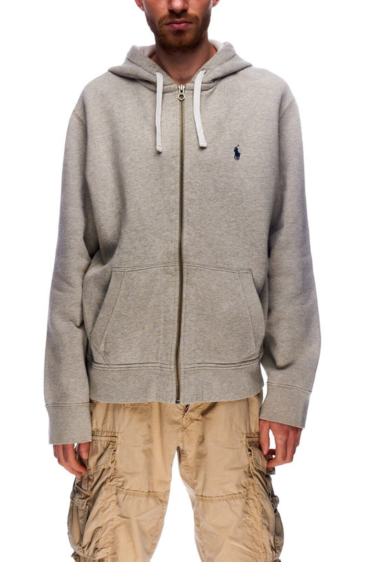 POLO RALPH LAUREN Full Zip Hoodie Gray Cotton Men's Jumper Size L