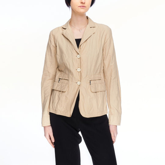MONCLER Jacket Beige Cotton Women's Multipocket Blazer Size 2