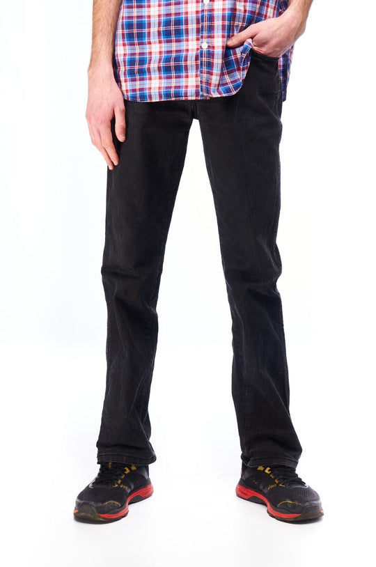 NUDIE Jeans Black Denim Cotton Stretch Men's Straight Leg Pants Size 32