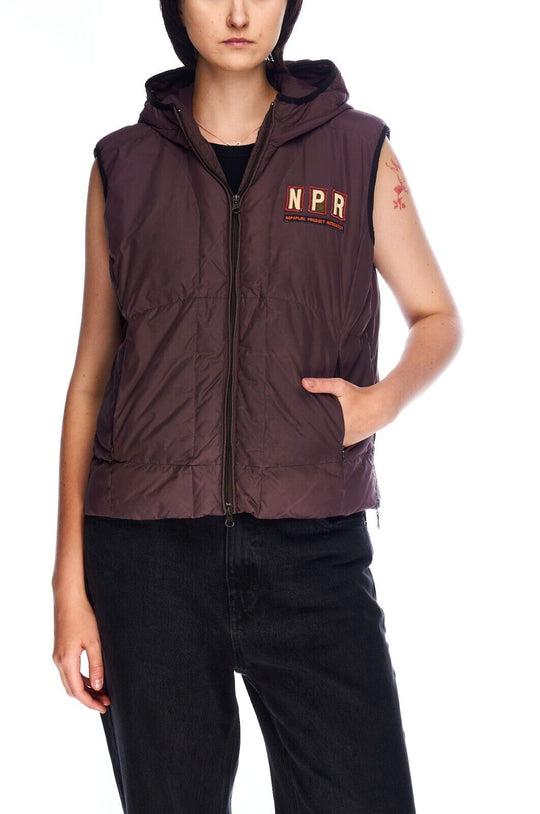 NAPAPIJRI Vest Brown Nylon Womens Outdoor Waistcoat Size L