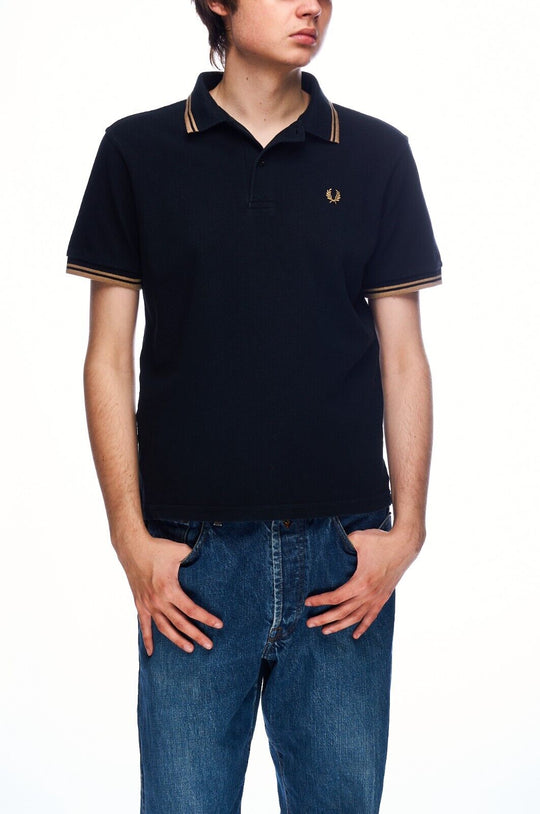 FRED PERRY Polo Shirt Black Pique Cotton Men's Short Sleeve Size S