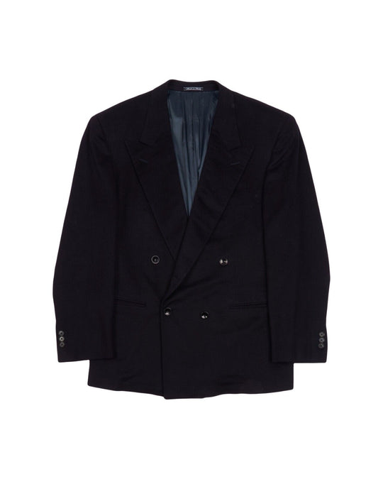 GIANNI VERSACE Double Breasted Navy Wool Cashmere Mens Club Blazer Size 50 IT