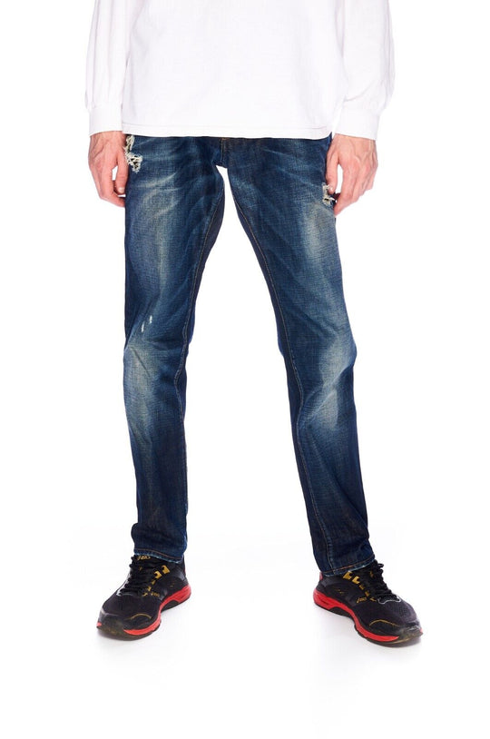 DOLCE & GABBANA Jeans Navy Faded Denim Cotton Men's Trousers Size 50 IT