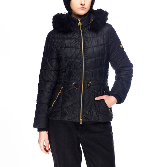 BARBOUR International Island Quilt Hooded Jacket Black Women's Size 10UK / 6US