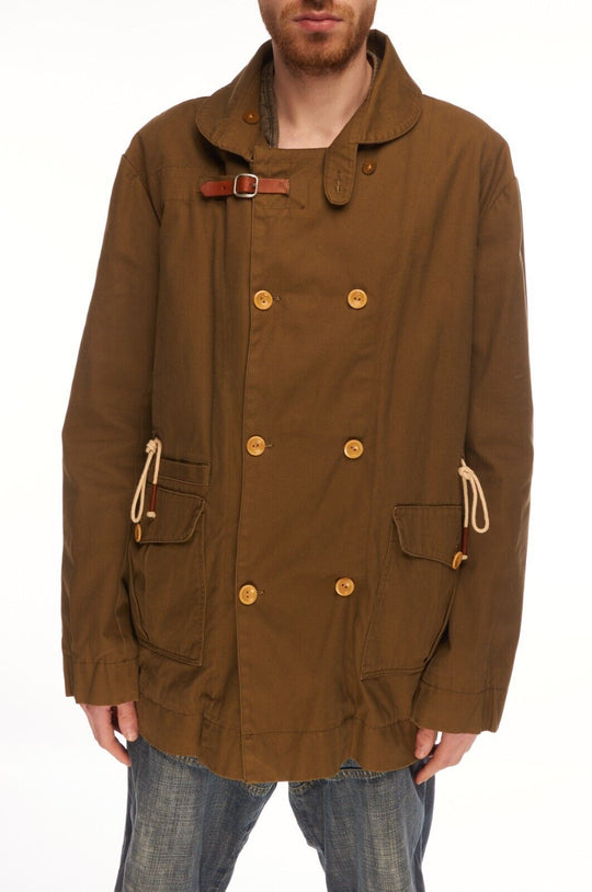FOLK Jacket Brown Cotton Men's Double-Breasted Coat Size 4