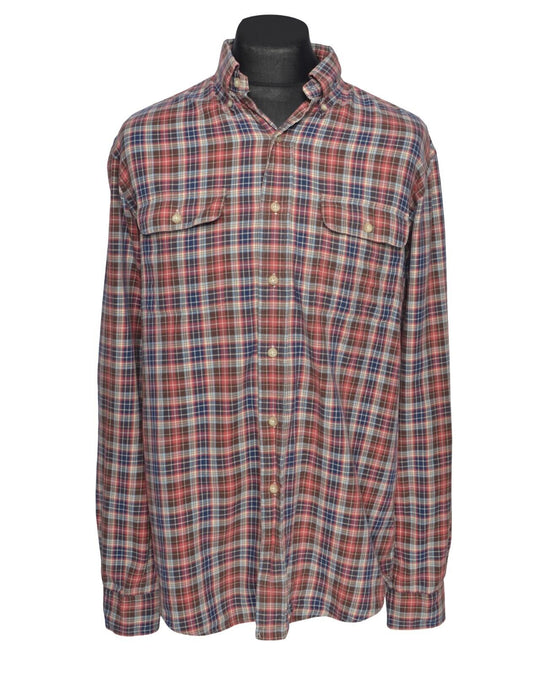 RALPH LAUREN Shirt Multicolor Check Cotton Mens Elbow Patches Button Down Size L
