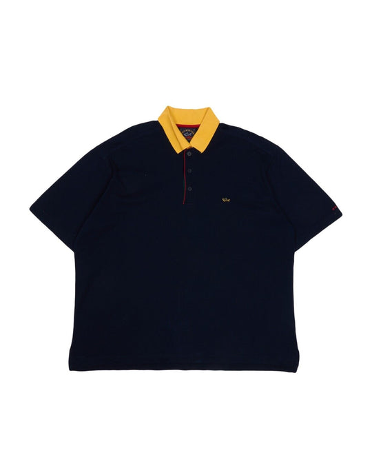 PAUL & SHARK Polo Shirt Navy Blue Pique Cotton Men's Short Sleeve Size 2XL