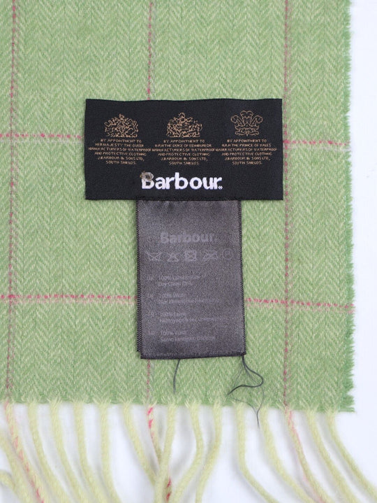 BARBOUR Scarf Green Tweed Tartan Check Wool