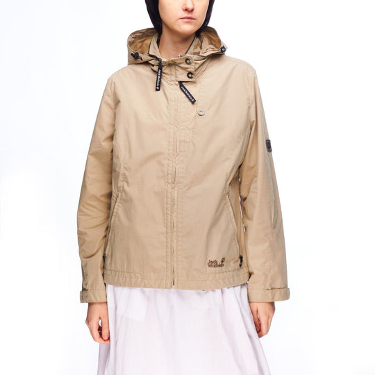 JACK WOLFSKIN Hooded Jacket Beige Women's Outdoor Size 16 UK / L