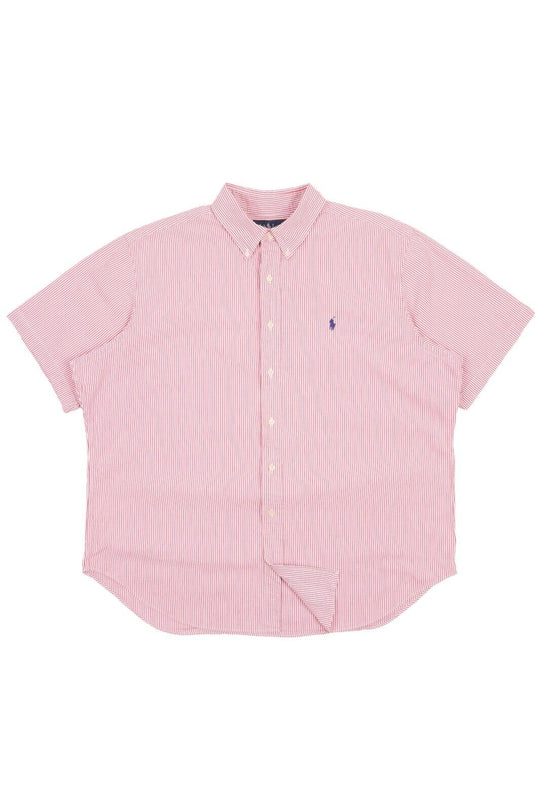 RALPH LAUREN Shirt Red White Stripes Cotton Men's Button Down Size XXL