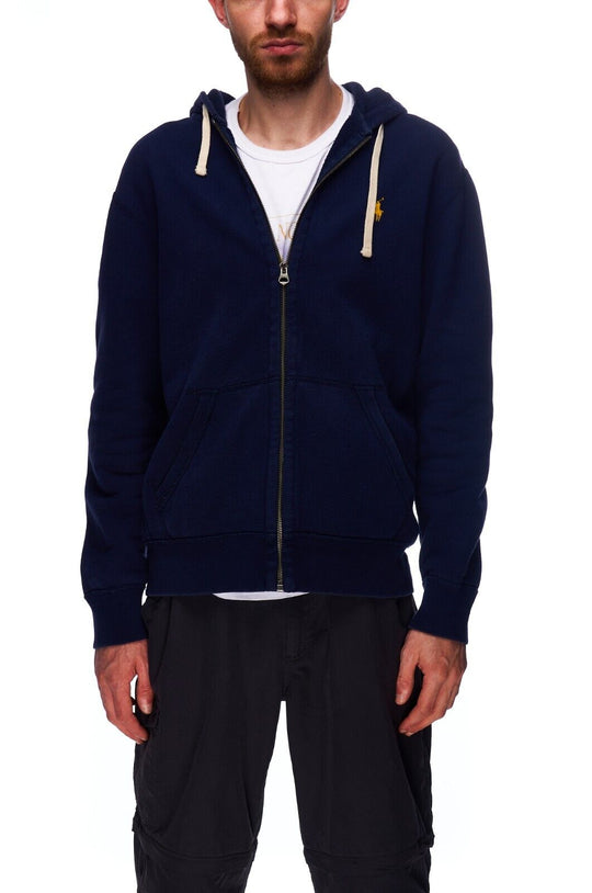 POLO RALPH LAUREN Full Zip Hoodie Navy Cotton Men's Jumper Size L