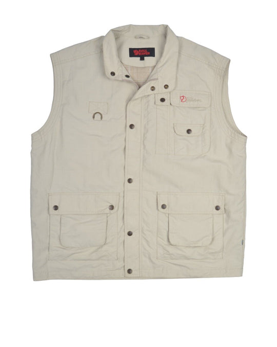 FJALLRAVEN Vest Beige Men's Hunting Waistcoat Multipocket Size L