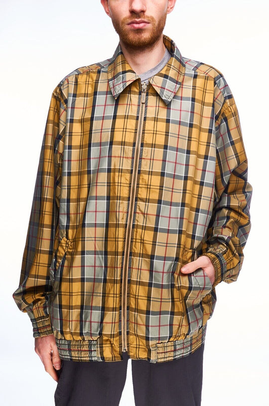 BARBOUR AYR Reversible Jacket Beige Check Plaid Men's Bomber Size XL