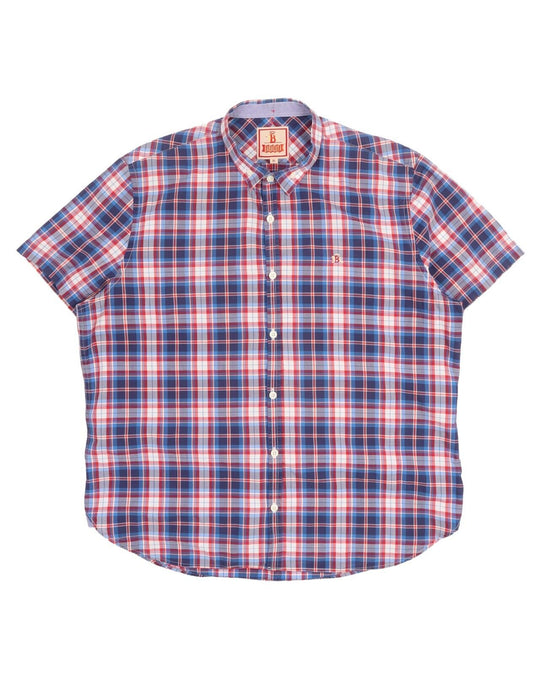 Men's BARACUTA Multicolour Cotton Check Short-Sleeve Shirt Size XL