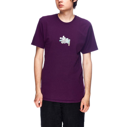 Men's STUSSY Violet Cotton Hologram Logo T - Shirt Size M