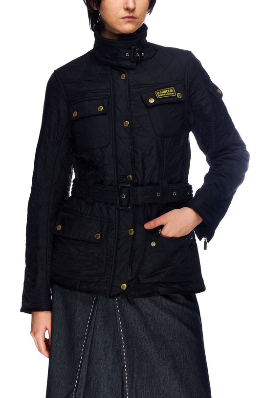 BARBOUR International Polarquilt Belted Jacket Black Women's Size 10 UK / 36
