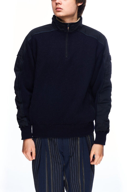 PAUL & SHARK Yachting Watershed Zip Neck Sweater Navy Wool Men's Pullover Size L