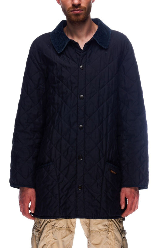 BARBOUR Eskdale Quilted Jacket Navy Men's Snaps Size S