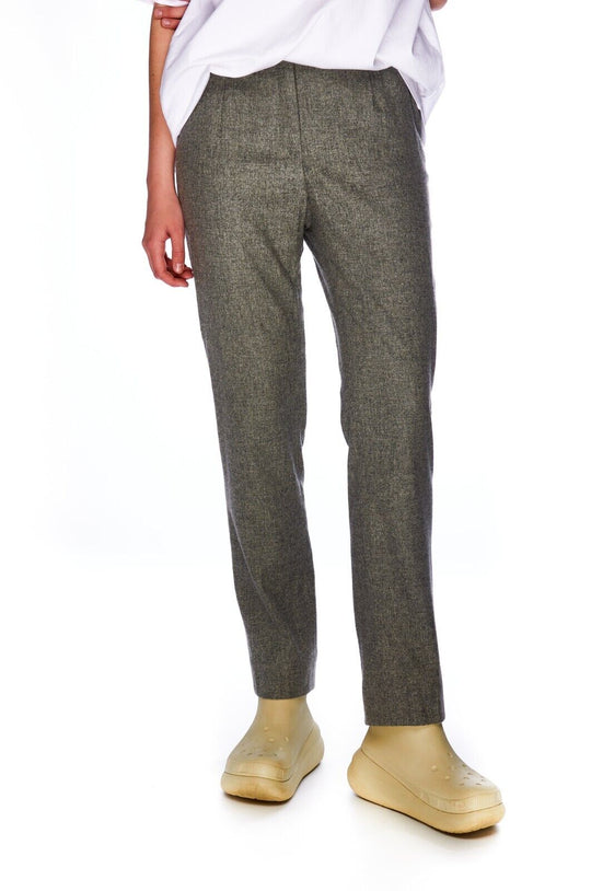 LORO PIANA Pleated Trousers Gray Cashmere Silk Women's Dress Pants Size ~ 44 IT