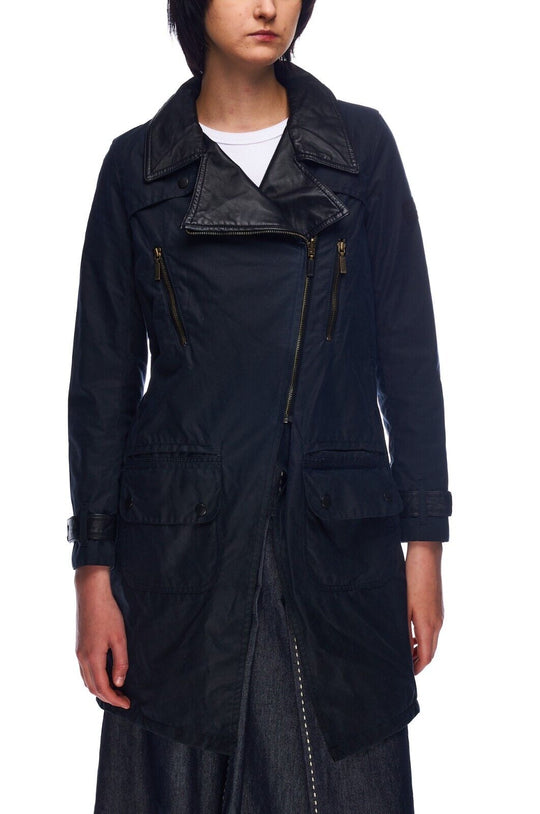 BARBOUR Trench Coat Navy Wax Cotton Women's Jacket Size 8 UK / 4 US / 34 EUR