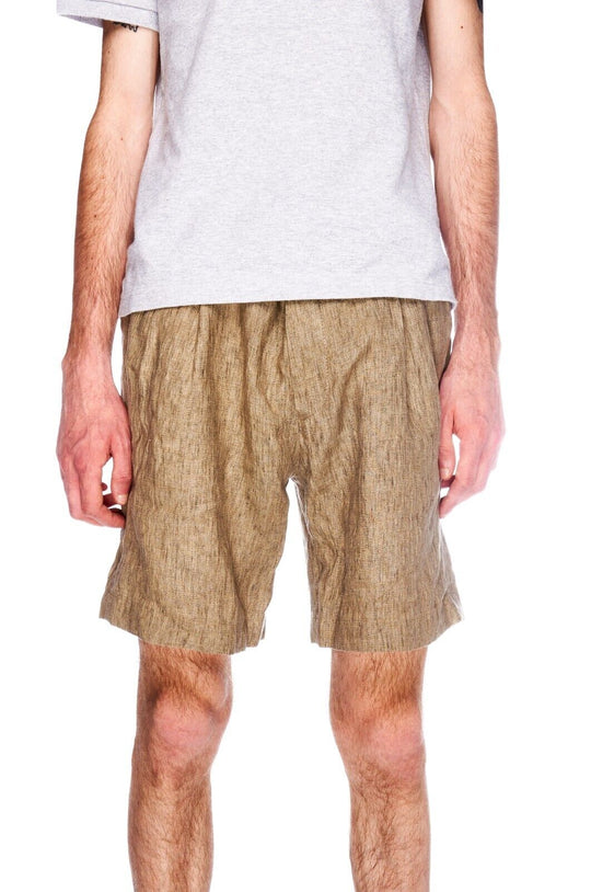 ALFERANO Pleated Chino Shorts Brown Linen Men's Size 48 IT