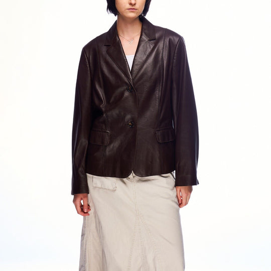 BOGNER Blazer Brown Leather Womens Jacket Size 48 / L