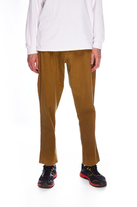 ALFERANO Chino Pants Brown Cotton Men's Pleated Trousers Size 46 IT