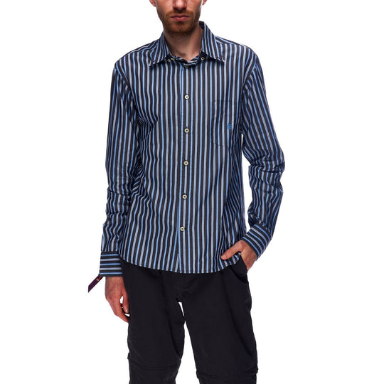 MARINA YACHTING Shirt Navy Blue Striped Cotton Men's Button Down Size 40
