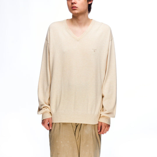 GANT V-Neck Sweater Beige Cotton Men's Knit Jumper Size XXL
