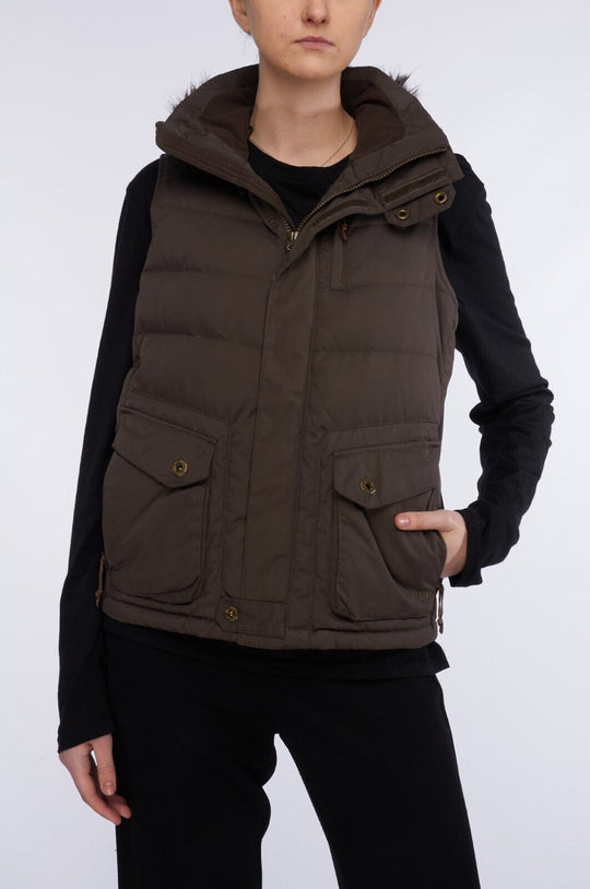 THE NORTH FACE Vest Brown Nylon Women's Down Puffer Quilted Waistcoat Size S