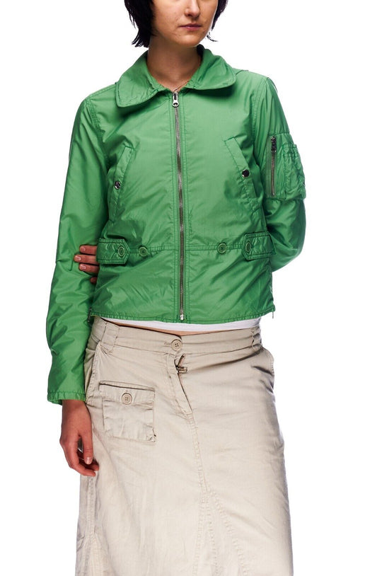 RALPH LAUREN Polo Jeans Hooded Jacket Green Nylon Womens Bomber Size M