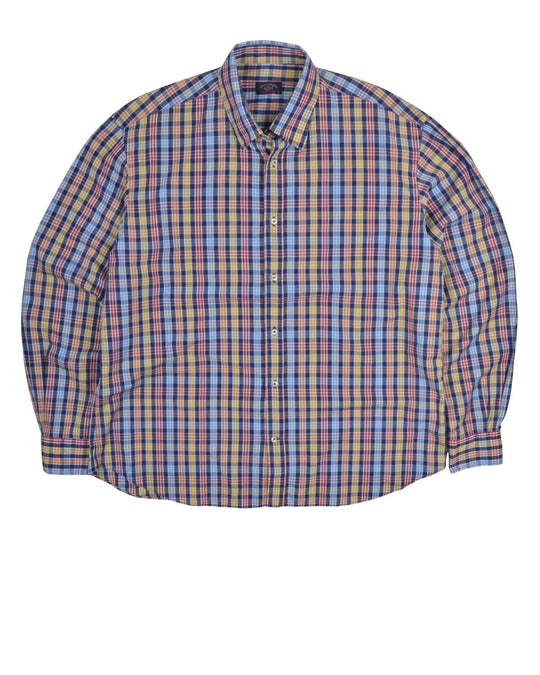 PAUL&SHARK Yachting Shirt Multicolor Check Cotton Men's Button Up Size XL