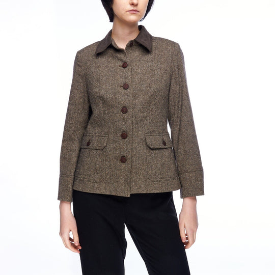 LL BEAN Jacket Brown Wool Women's Short Coat Size 6