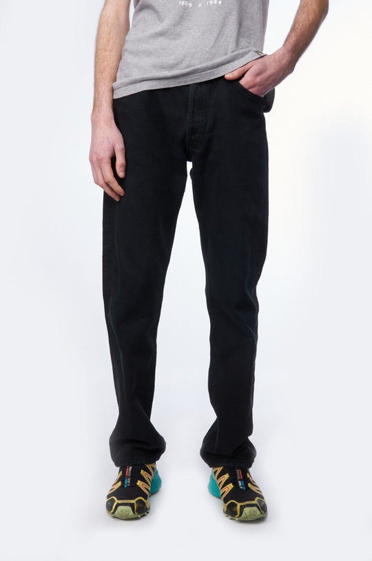 LEVIS 501 Jeans Black Denim Cotton Men's Straight Leg Size W 30 L 32
