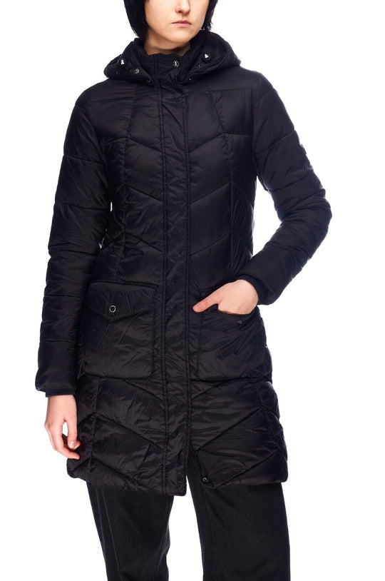 BARBOUR Clam Quilt Long Coat Black Puffer Women's Jacket Size UK 8 US 4