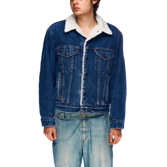 Vintage LEVI'S Jacket Made In USA Sherpa Blue Denim Trucker Jeans Size 42