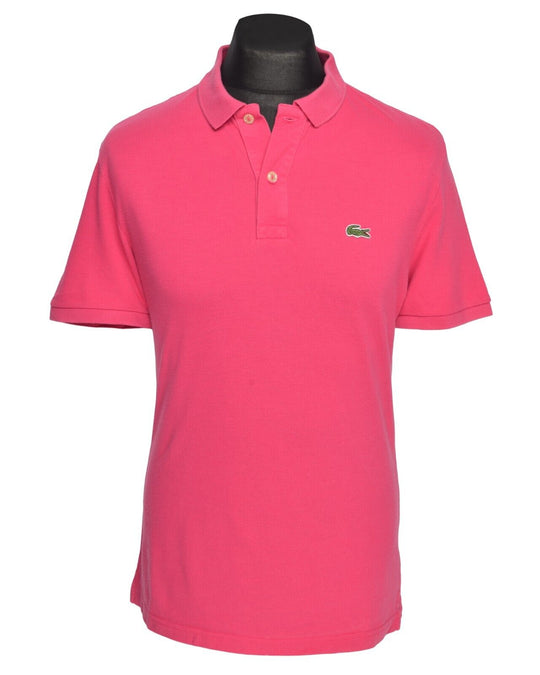 LACOSTE Polo Shirt Pink Pique Cotton Men's Slim Fit Short Sleeve Size 4 / M