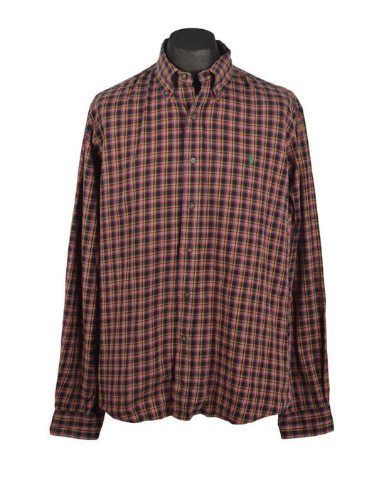 POLO RALPH LAUREN Shirt Multicolor Check Cotton Men's Button Down Size XL