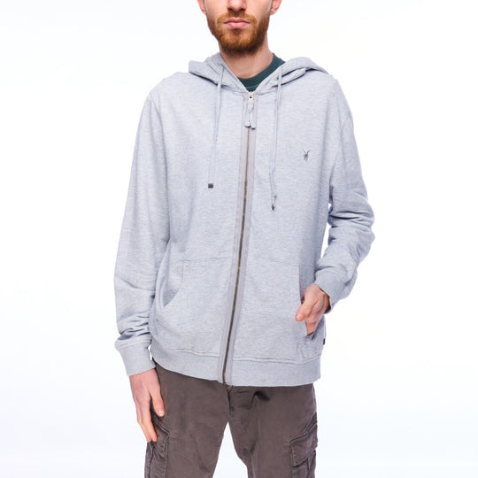 ALLSAINTS Full Zip Hoodie Gray Cotton Men's Jumper Size XL