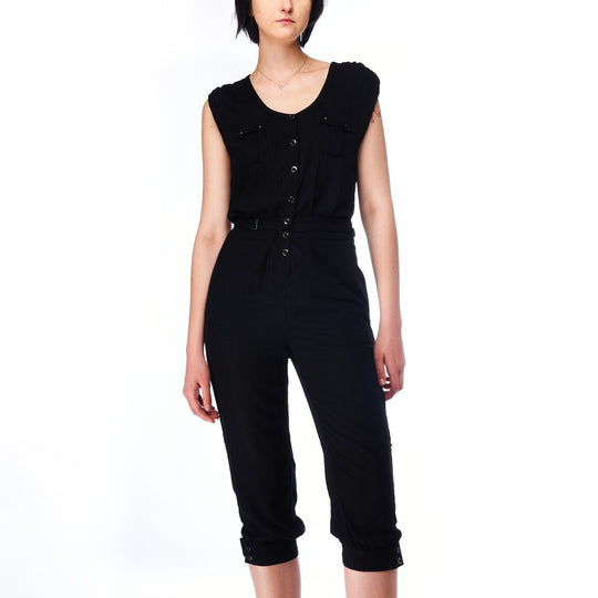 ARMANI EXCHANGE Overalls Black Rayon Women's Jumpsuit Size 0 / XS