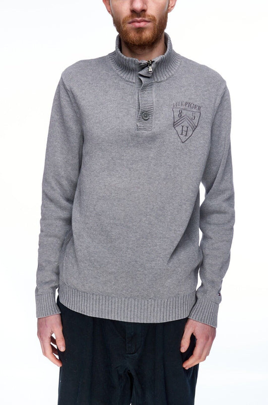 GANT Zip Neck Sweater Gray Cotton Men's Knit Jumper Size XL
