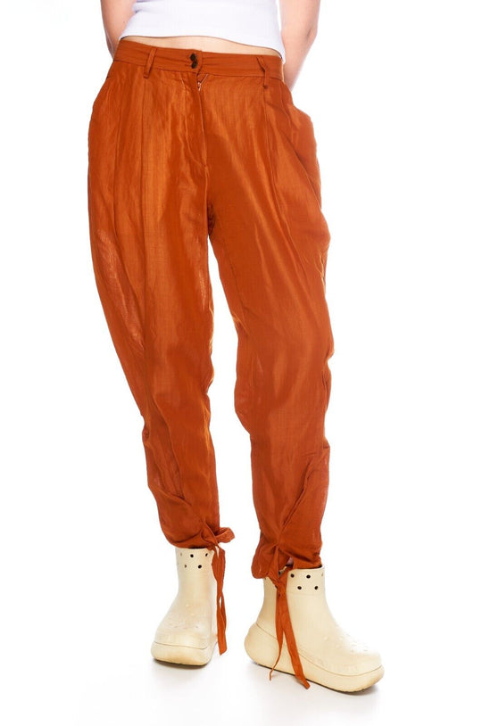 MARITHE FRANCOIS GIRBAUD Pants Orange Cotton Linen Women's Trousers Size 29 US