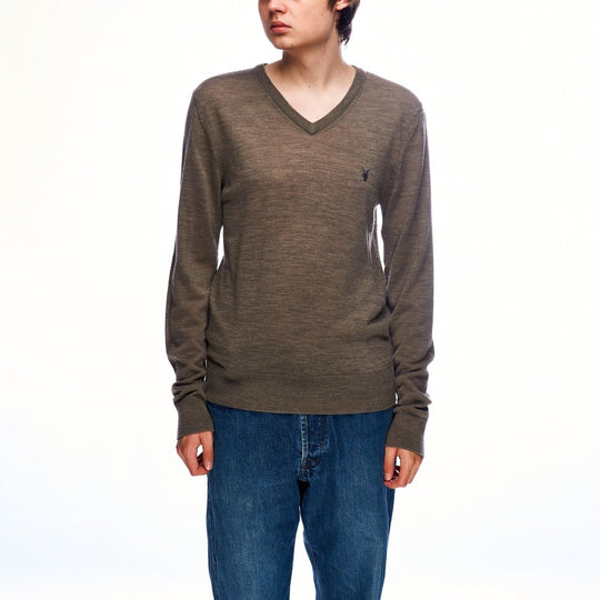 ALLSAINTS V Neck Sweater Brown Wool Mens Knit Jumper Size L